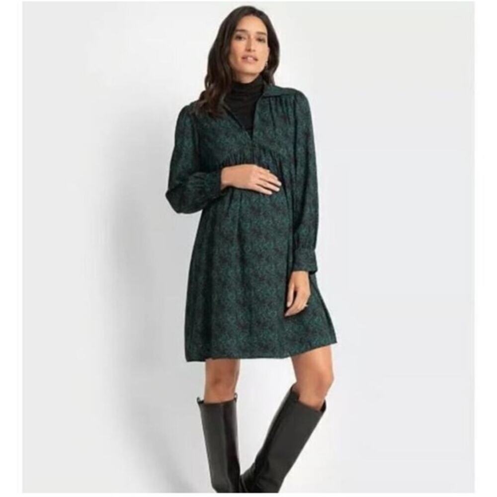 Seraphine Alfie Tunic Layering Maternity Dress with Collar green size 12